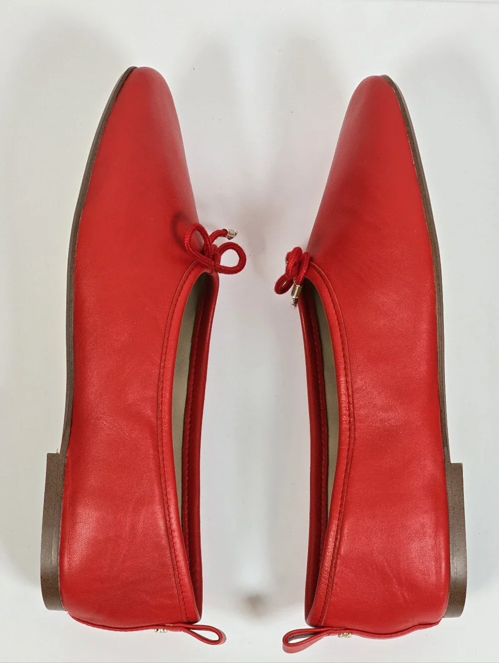 Sam Edelman Ari Ballet Flats Red Leather Bow Square Toe Classic Ballerina 7.5 - Picture 7 of 12